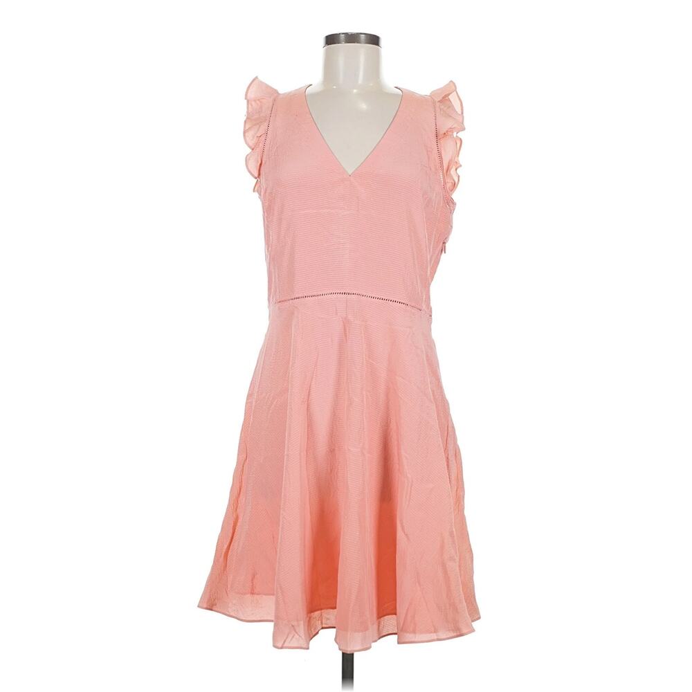 8 Dress Rebecca Taylor 8 flutter A-line Silk Ruffles Peach Mini Croquette